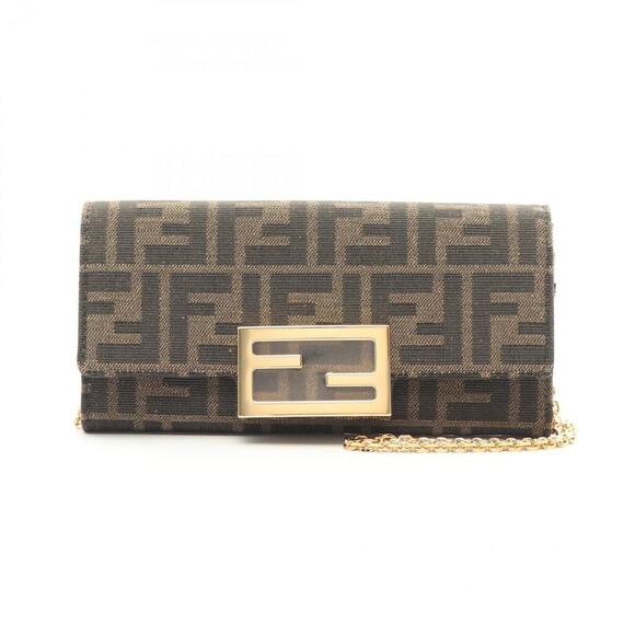 FENDI Brown Leather Zucca Shoulder Bag - Picture 1 of 5